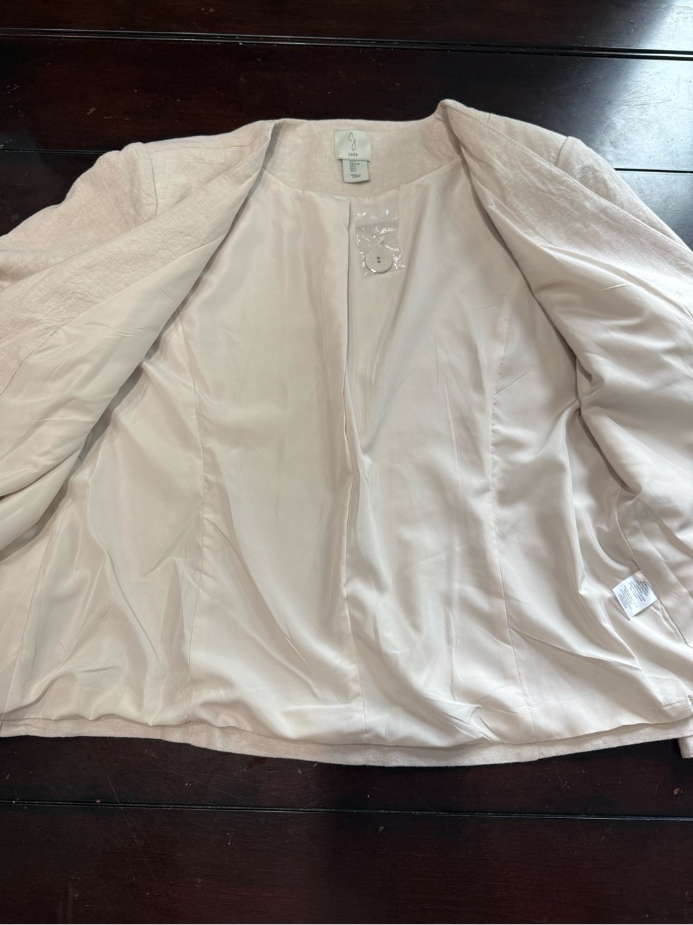 Joie Women’s Blazer Jacket Size L Beige Linen Blend Lightweight 1-Button NWT - Picture 6 of 8